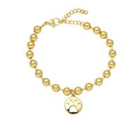 AUOU 1 pulsera de cadena decorada con cuentas para gatos para mujer, chapado en oro, con patas, Piedra
