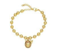 AUOU 1 pulsera de cadena decorada con cuentas para gatos para mujer, chapado en oro, con patas, Piedra