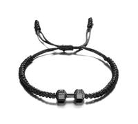AUOU 1 pulsera de color dorado plateado con mancuernas, hecha a mano, trenzada, ajustable, para mujeres y hombres, Piedra