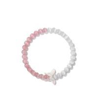AUOU 1 pulsera de concha blanca con una mariposa morada y piedra de luna blanca para mujer, pulsera de cuentas de 6 mm para regalo, Piedra