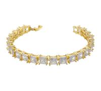 AUOU 1 pulsera de corazón de color dorado para mujer, con circonita cúbica cuadrada, chapado en oro, Piedra