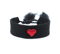 AUOU 1 pulsera de corazón tridimensional bordada bohemia hecha a mano con borla trenzada ajustable, Piedra