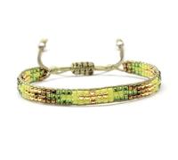 AUOU 1 pulsera de cuentas de cristal bohemio con cruz tejida para mujer, pulsera ajustable de cuerda encerada, Piedra