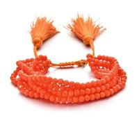 AUOU 1 pulsera de cuentas de cristal elástica hecha a mano, estilo bohemio, rosa, apilada, con borlas, Piedra