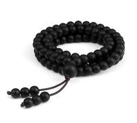 AUOU 1 pulsera de cuentas de piedra de lava negra mate para hombre, Piedra