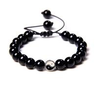 AUOU 1 pulsera de cuentas trenzadas de Tai Chi de piedra natural para hombres y mujeres, Piedra