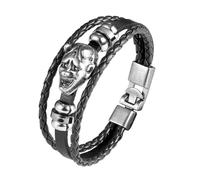 AUOU 1 pulsera de cuero trenzado con cuentas de ojo malvado para hombre, estilo punk roc, Piedra