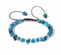 AUOU 1 pulsera de grava de aventurinas verdes irregulares de piedra natural, pulseras trenzadas de cuerda ajustable para mujer, Piedra