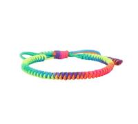 AUOU 1 pulsera de hilo trenzado tibetano budista para mujeres y hombres, hecho a mano, pulseras y brazaletes ajustables, Piedra