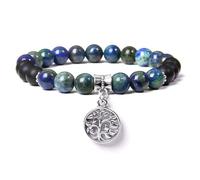 AUOU 1 pulsera de piedra de ojo de tigre de lava tibetana natural para hombres y mujeres, pulsera de mal de ojo de diablo turco azul griego turco, Piedra