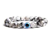 AUOU 1 pulsera de piedra de ojo de tigre de lava tibetana natural para hombres y mujeres, pulsera de mal de ojo de diablo turco azul griego turco, Piedra