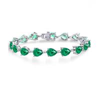 AUOU 1 pulsera de plata con piedras preciosas de esmeralda para mujer, Piedra