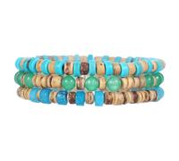 AUOU 1 pulsera elástica de cuentas de madera de coco para hombre, pulsera de madera apilada a mano, Piedra