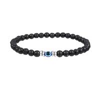 AUOU 1 pulsera elástica de cuentas de piedra natural para mujeres y hombres, color azul turco contra el mal de ojo, Piedra