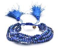 AUOU 1 pulsera elástica de cuentas hechas a mano con cuentas de cristal apiladas, color rosa, Piedra