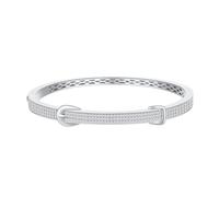 AUOU 1 pulsera ovalada de plata pura con hebilla de cinturón con incrustaciones de circonita y cielo estrellado, Piedra