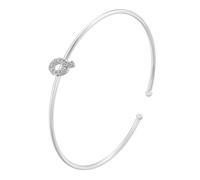 AUOU 1 pulsera plateada de circonita chapada en oro con 26 letras A-Z, Piedra