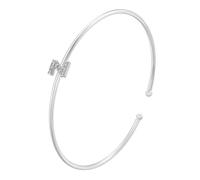 AUOU 1 pulsera plateada de circonita chapada en oro con 26 letras A-Z, Piedra