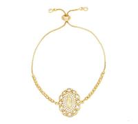 AUOU 1 pulsera redonda para mujer, cuentas doradas de cobre, ajustable, regalo, Piedra