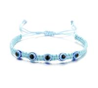 AUOU 1 pulsera tejida a mano de cuerda de hilo colorido con ojos azules para mujeres y hombres, Piedra