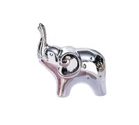 AUOU Decoración de elefante de cerámica galvanizada dorada y plateada para el hogar, Piedra