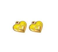 AUOU Juego de 2 piezas de corazón esmaltado de acero inoxidable para collar, pulsera y pendientes, Piedra