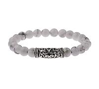 AUOU Juego de 2 pulseras de cuentas de piedra natural, pulseras de cuentas de piedra de lava, cabeza de Buda, cabeza de leopardo, cabeza de dragón, cabeza de león, cabeza de búho para accesorios de