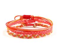 AUOU Juego de 3 pulseras tibetanas multicolor para mujeres y hombres, pulseras trenzadas ajustables, Piedra