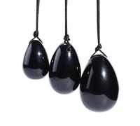 AUOU Juego de huevos de obsidiana, bolas de jade natural, piedra de cristal