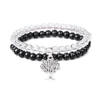 AUOU Juego de pulseras con colgante de árbol de la vida para hombre, 6 mm, color azul sodalit lázuli, juego de pulseras de cuentas para mujer, accesorios de Pascua, pulseras de ojo de tigre, Piedra