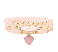 AUOU Juego de pulseras con colgante en forma de corazón de piedra natural y labradorita brillante para mujer, Piedra