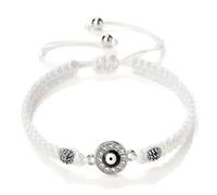 AUOU Pulsera ajustable hecha a mano con colgante de mal de ojo redondo negro trenzado de cuerda roja, Piedra