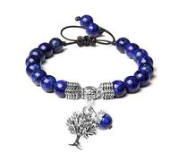 AUOU Pulsera ajustable trenzada con árbol de vida amatista lapislázuli ojo de tigre de piedra natural para mujeres y hombres, Piedra