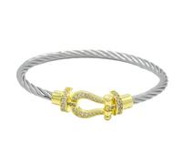 AUOU Pulsera de acero de titanio europeo y americano con hebilla magnética con incrustaciones de herradura, Piedra