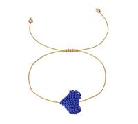 AUOU Pulseras tejidas en forma de corazón en forma de amor, hechas a mano, reguladas, para fiestas diarias, doradas, pulsera de cordón con un adorno de corazón policromado hecho a mano, Piedra