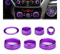Auovo Cubierta de perilla de radio para Subaru Crosstrek Accessories 2018-2023 / Impreza 2017-2023/ Forester 2019-2024 AC Knob Ring Air Conditioning Volume Tune Switch Knob Trim 7 piezas (morado, B)