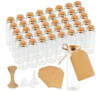 aupawdy 40×25ml Mini Botellas de Cristal con Tapas de Corcho con Etiquetas de Papel Kraft, Cuerda de Cáñamo, para Regalitos Boda, Fiesta, Especias