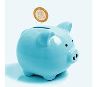 Auped Hucha de cerdito clásico lindo con monedas de cerámica hucha, hace perfecta, decoración para dormitorio, recuerdo o hucha de ahorro para niños (azul)