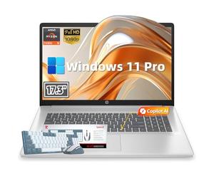 Auphonix HP Laptop empresarial de 17.3 pulgadas, procesador AMD Ryzen 5 7430U de 6 núcleos (Beats i7-11ª generación), 16 GB de RAM y SSD de 512 GB, Windows 11 Pro, listo para copiloto AI, KB numérico