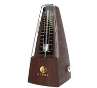 AUPHY Metrónomo Mecánico con Campana de Acento, Beat Preciso, Sonido Fuerte, Forma Clásica, Adecuado para Piano Guitarra Bajo Batería Violín Saxofón etc(Grano de Madera)