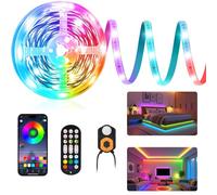 Auplf Tira LED RGB con control por aplicación y mando a distancia 2,4 G, luz para cama con detector de movimiento