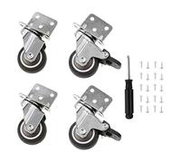 Aupoko 4pcs Ruedas Giratorias de Muebles de 1.25" en Forma de L, 2 Ruedas Giratorias con Freno, Ruedas Silenciosas con Capacidad de Carga de 120lb, Adecuadas para Cunas/Soporte de Flores/Muebles