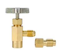 Aupoko R134A R12 R22 R505 AC Válvula Dispensadora de Refrigerante para Lata, Abridor de Botellas de Válvula de Latón con Rosca Adaptador de Tanque 1/4" SAE y 1/2" Acme para Aire Acondicionado
