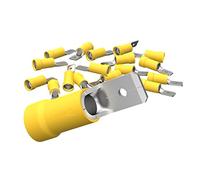 AUPROTEC 100 conectores planos aislados en piezas, ancho de 6,3 mm | Conector de cable para prensar | latón estañado | para coche, motocicleta y eléctrico | 4,0-6,0 mm²