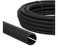 AUPROTEC Tubo Corrugado ranurado 2 a 50 m/Tubo de conducción ranurado/Resistente a los Rayos UV/Manguera Protectora de Cables Negro - Diámetro Interior 17 mm, Longitud 25m