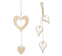 Auptiz 2 Piezas Colgantes Colgantes de Madera con Forma de corazón, Colgar Madera Adornos del Amor, Hechos a Mano Adornos Colgantes para Salón Ventana Dormitorio Fiesta Boda