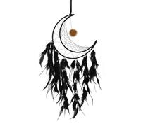 Auptiz Atrapasueños de Luna para Colgar en la Pared del Dormitorio, atrapasueños Hecho a Mano Dreamcatcher para Colgar en la Pared, Estilo Bohemio Juego de Manualidades para Dormitorio Salón (Negro)
