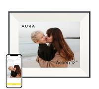 Aura Aspen - Marco de fotos digital de 12 pulgadas, color negro con alfombrilla de papel
