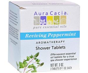 Aura Cacia Aromatherapy Shower Tablets, Reviving Peppermint 3.0 OZ(Pack of 4) by AURA CACIA