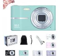 Aura-CAM - 2000's Aesthetic Digital Camera, 50MP Camera, HD 1080P Portable Small Cameras, 16X Zoom Anti Shake, Autofocus, Compact Retro Style Vlogging Camera for Teens and Beginners(Green)